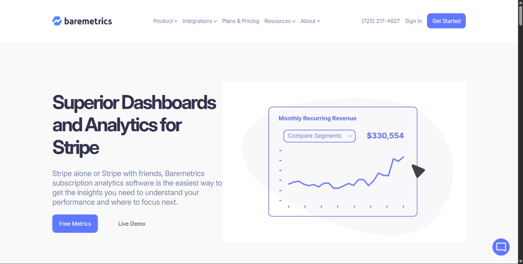 Baremetrics Homepage Clone