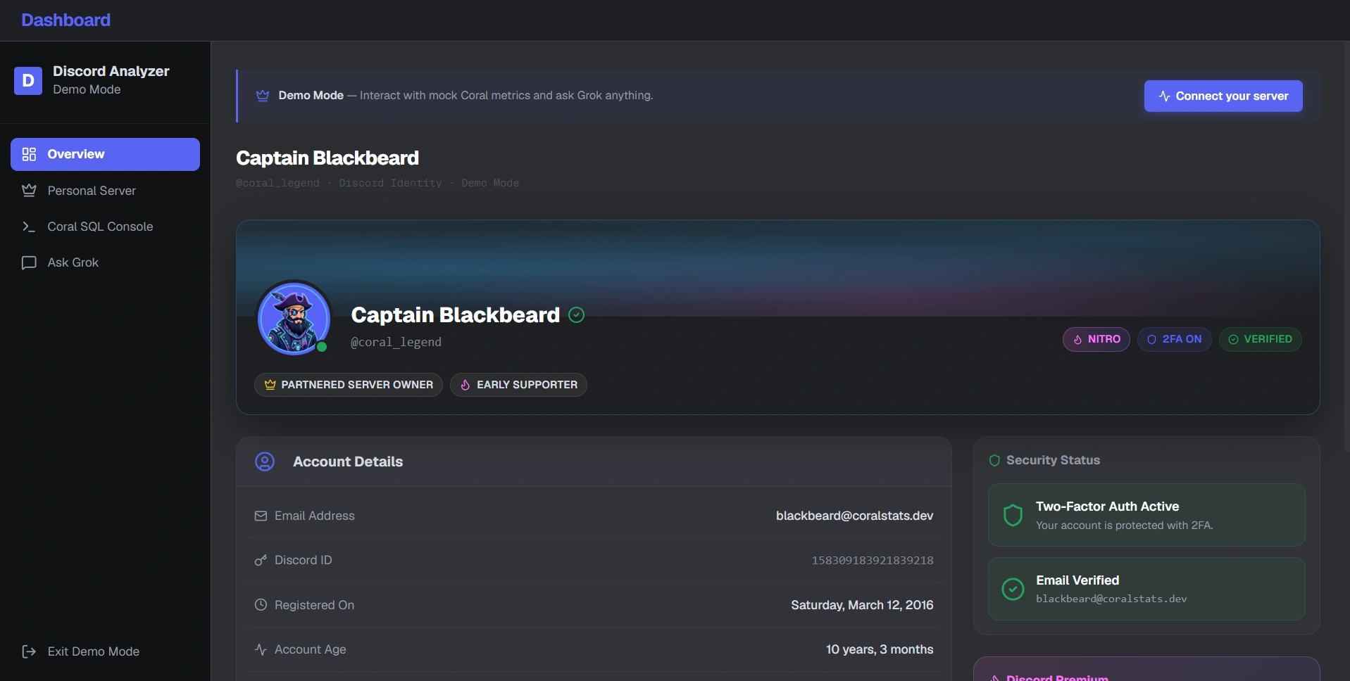 CoralStats — live project screenshot