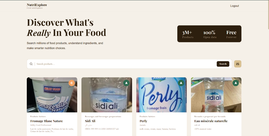 NutriExplore — Full Stack Food Product Explorer