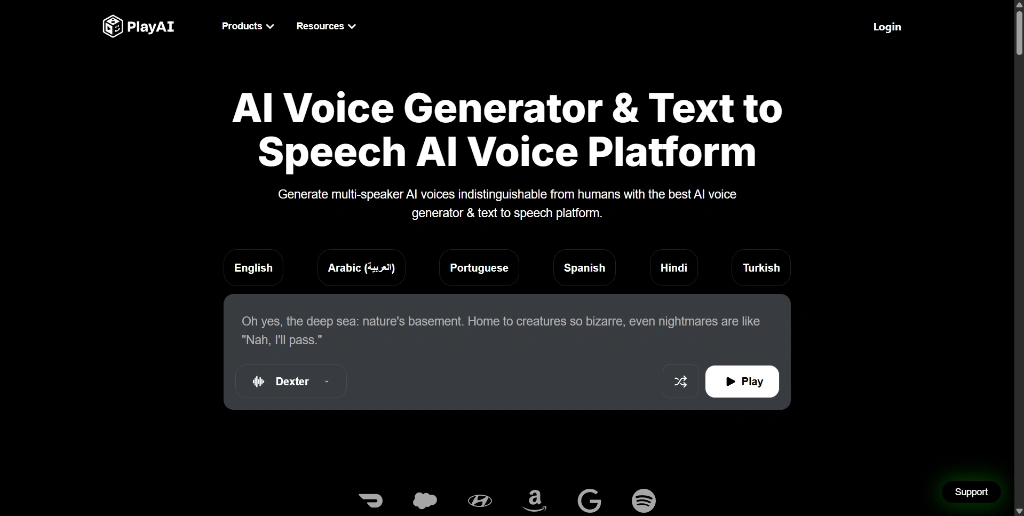 Play.ht Homepage — live project screenshot