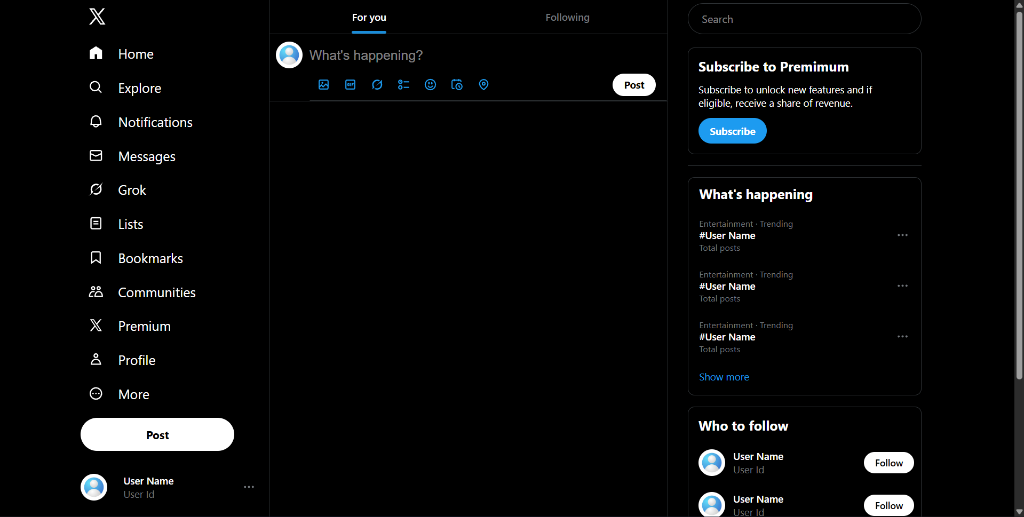 X Homepage Clone